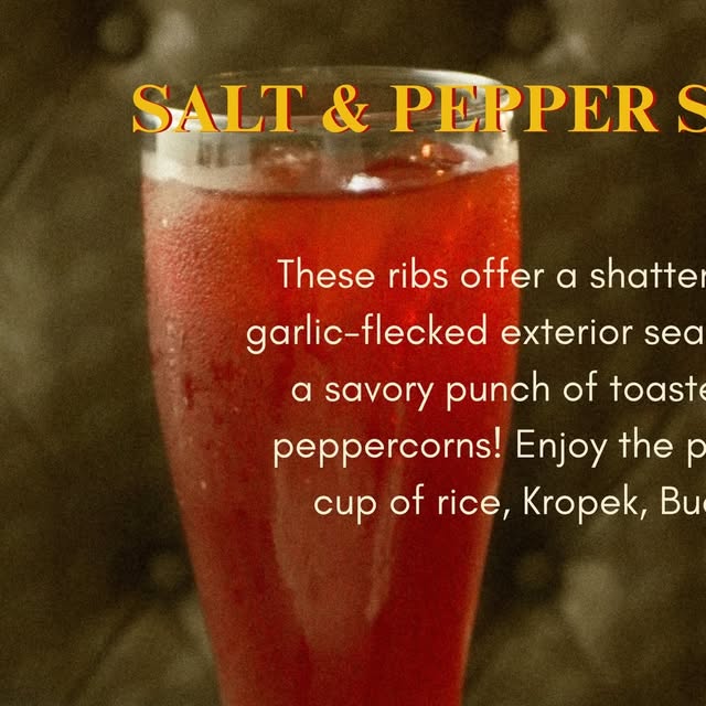 Salt and Pepper Ribs promotional feature with iced drink